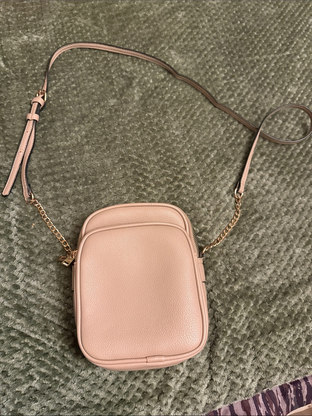 Petite Blush Pink Crossbody Bag with Gold Chain Strap